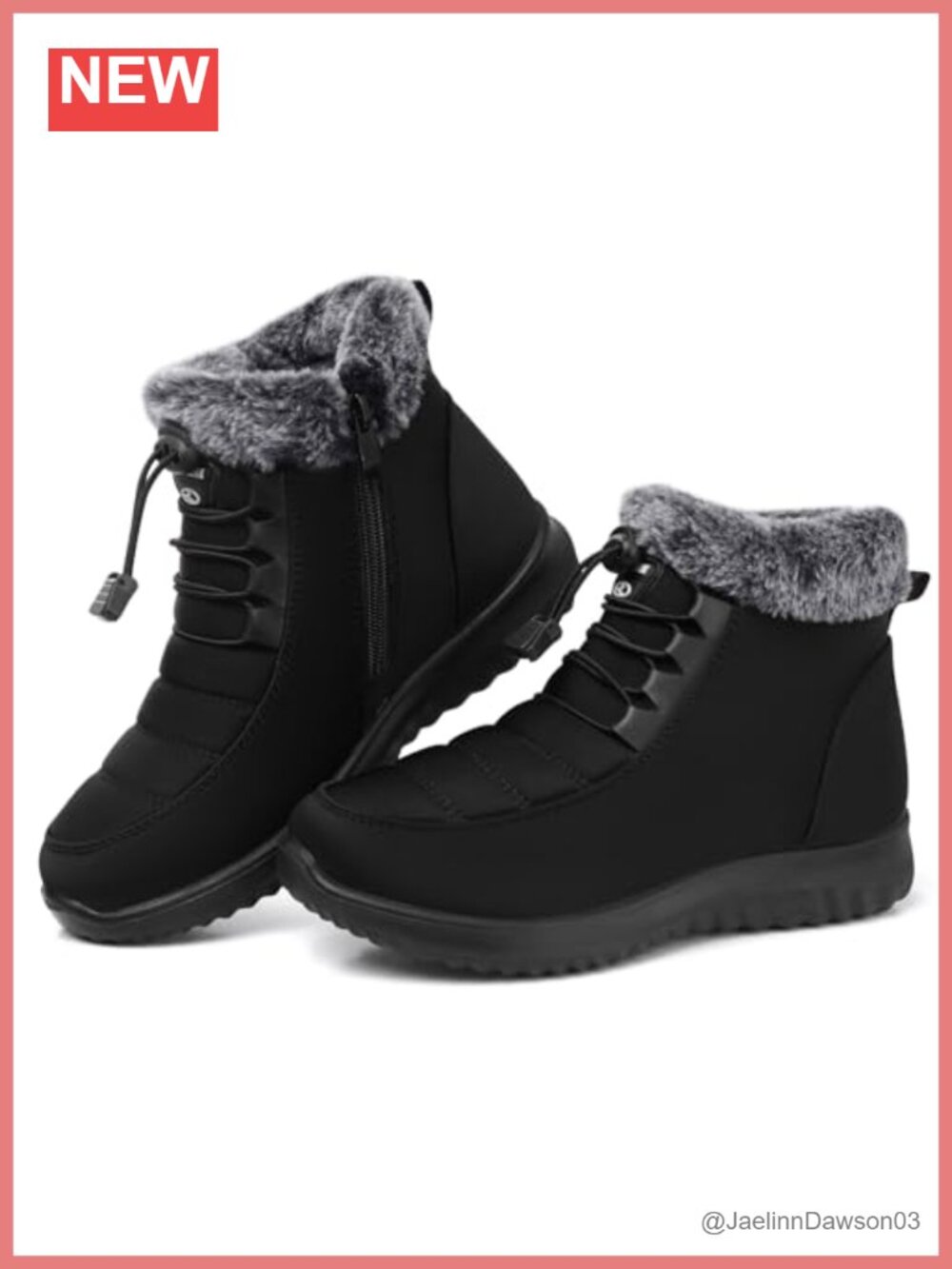 SHIBEVER Women's Faux Fur Lined Winter Snow Ankle Boots Water-Resistant